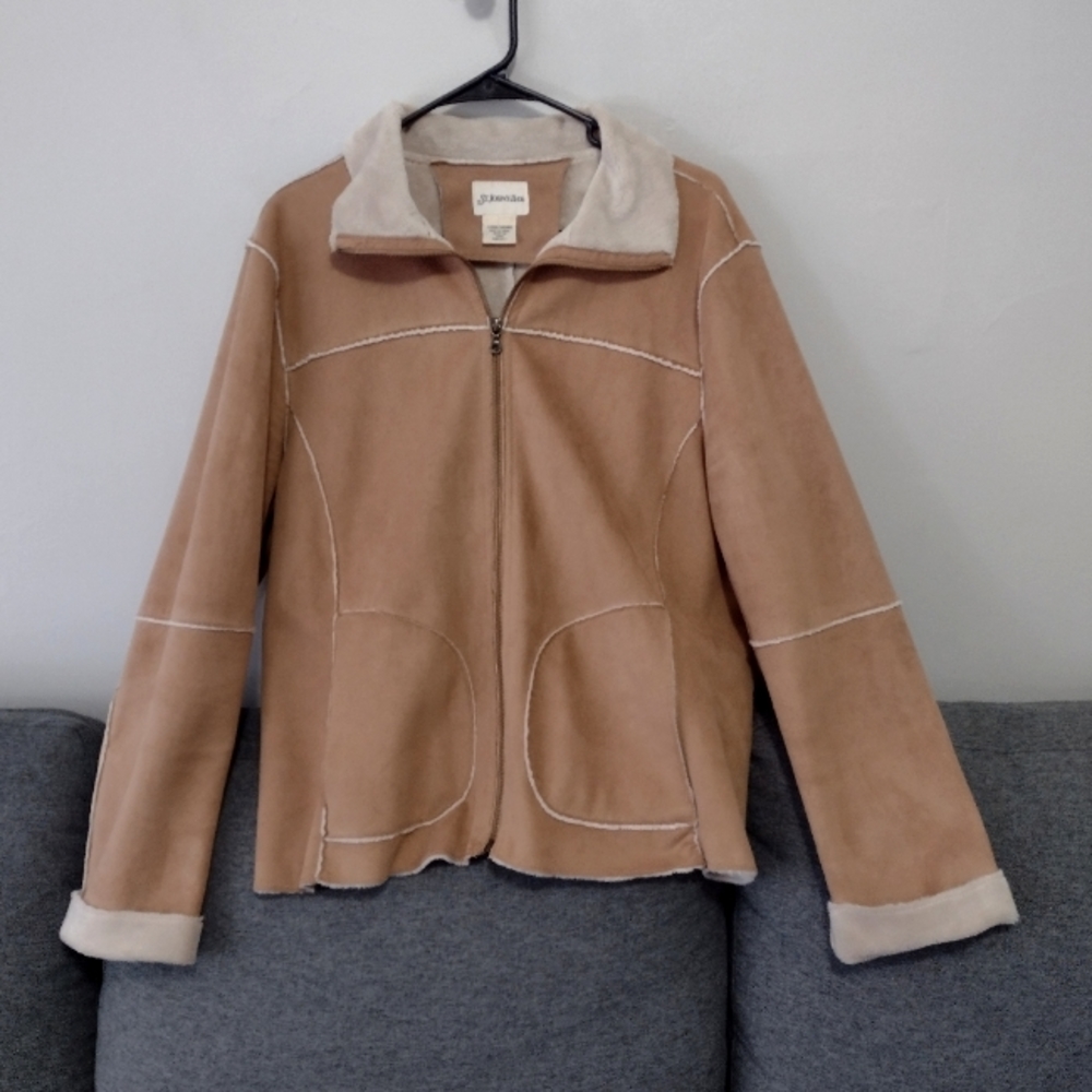 St. John's Bay faux suede sherpa jacket L
